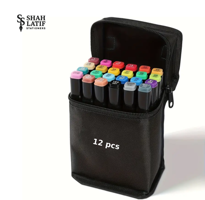 12 pcs Dual Sided Alchol Sketch Markers for Coloring Painting Sketching and Drawing