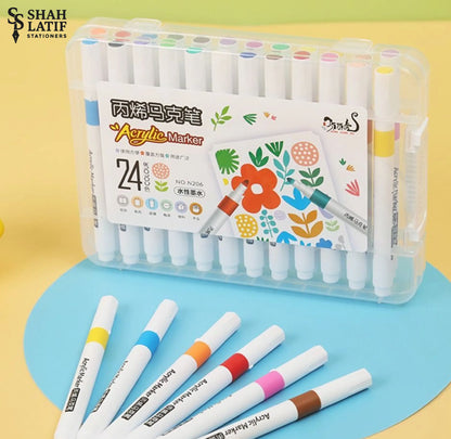 24 pcs case pack Acrylic Paint Markers Wood, Glass, Fabric, Stone Arts and Crafts, Professional Artistic Use Acrylic Markers