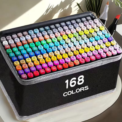 168 pcs Dual Sided Alcoholic Sketch Markers for Coloring Painting Sketching and Drawing