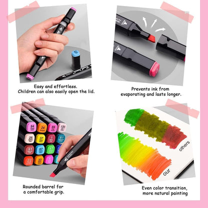 12 pcs Dual Sided Alchol Sketch Markers for Coloring Painting Sketching and Drawing