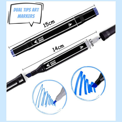 12 pcs Dual Sided Alchol Sketch Markers for Coloring Painting Sketching and Drawing