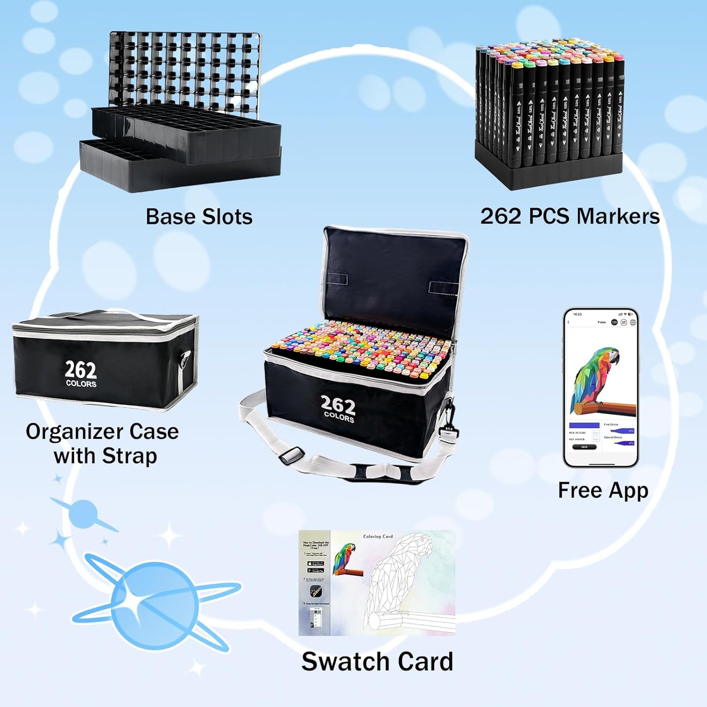 262 pcs Dual Sided Alcoholic Sketch Markers for Coloring Painting Sketching and Drawing