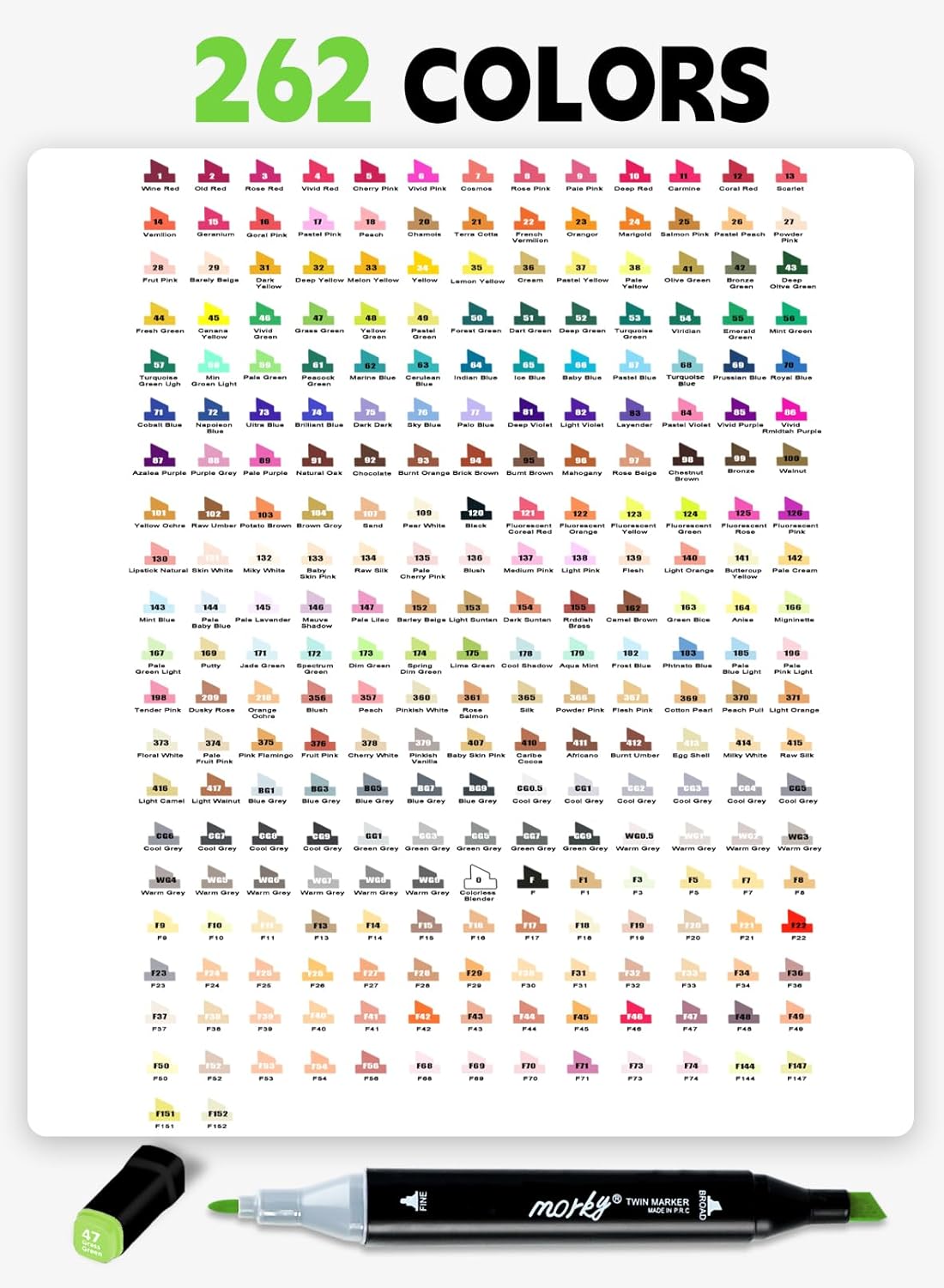 262 pcs Dual Sided Alcoholic Sketch Markers for Coloring Painting Sketching and Drawing