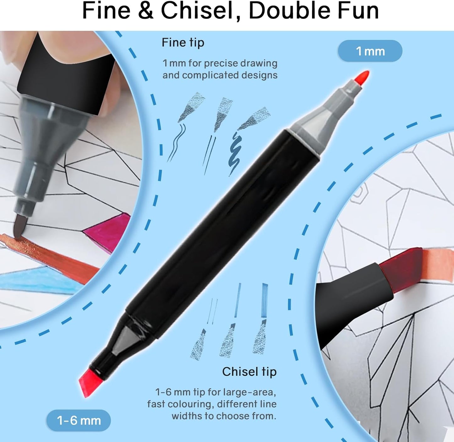 168 pcs Dual Sided Alcoholic Sketch Markers for Coloring Painting Sketching and Drawing