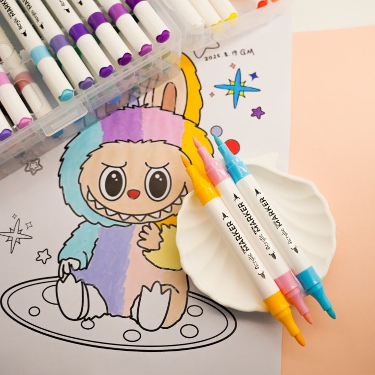 48 Colors Acrylic Paint Marker Pen Set – Paint Pens for Students, DIY Crafts, Canvas & Glass