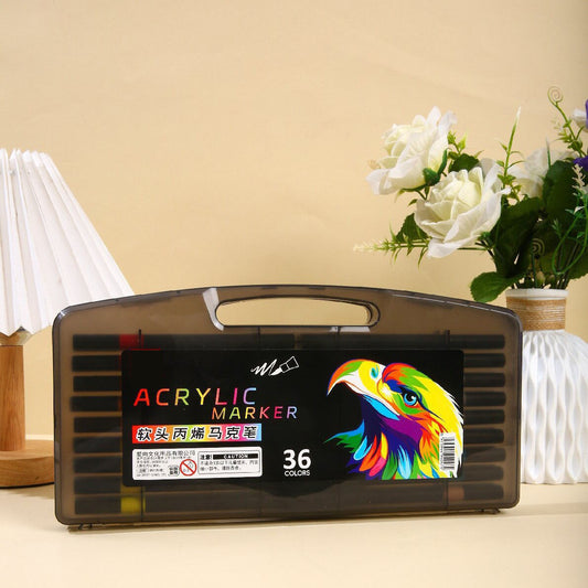 Acrylic Markers Set - Soft Brush Tip Set of 36