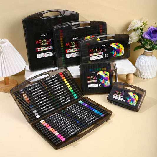 Acrylic Paint Markers Set – Fine Tip & Medium Point, Permanent & Washable Ink – Ideal for Rock, Wood, Glass, Fabric, Ceramic, Stone