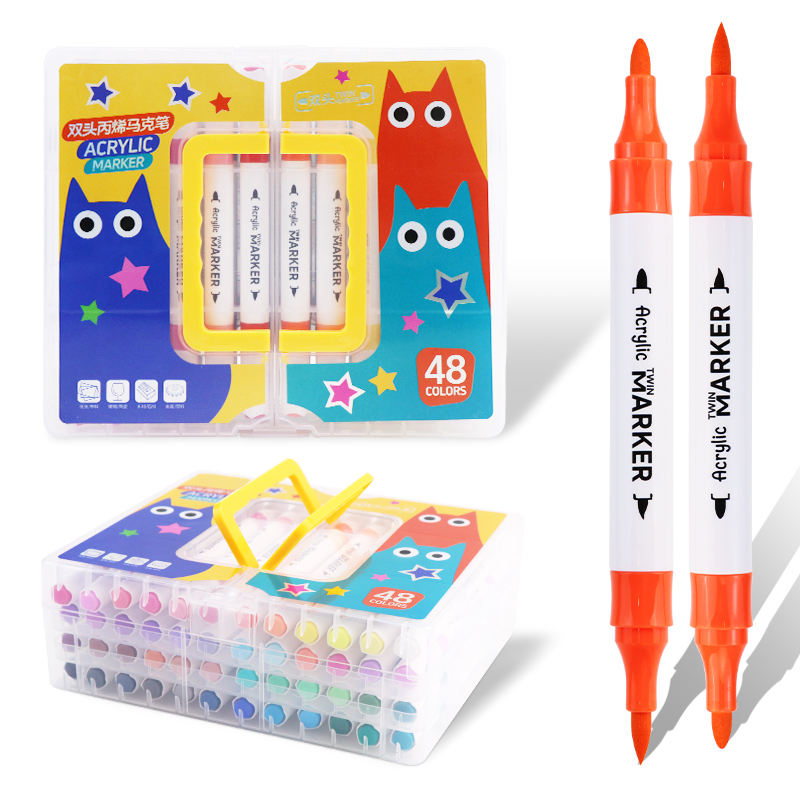 48 Colors Acrylic Paint Marker Pen Set – Paint Pens for Students, DIY Crafts, Canvas & Glass