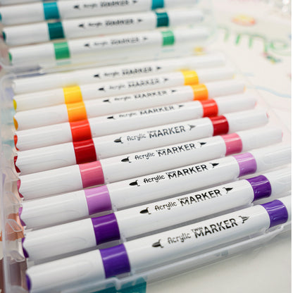 48 Colors Acrylic Paint Marker Pen Set – Paint Pens for Students, DIY Crafts, Canvas & Glass