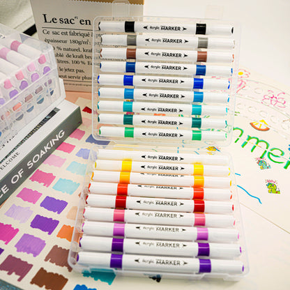 48 Colors Acrylic Paint Marker Pen Set – Paint Pens for Students, DIY Crafts, Canvas & Glass
