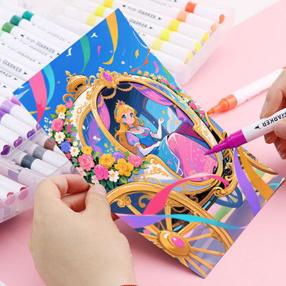 48 Colors Acrylic Paint Marker Pen Set – Paint Pens for Students, DIY Crafts, Canvas & Glass