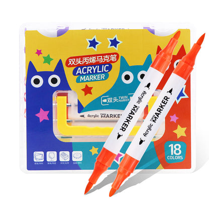 18 Colors Acrylic Paint Marker Pen Set – Paint Pens for Students, DIY Crafts, Canvas & Glass