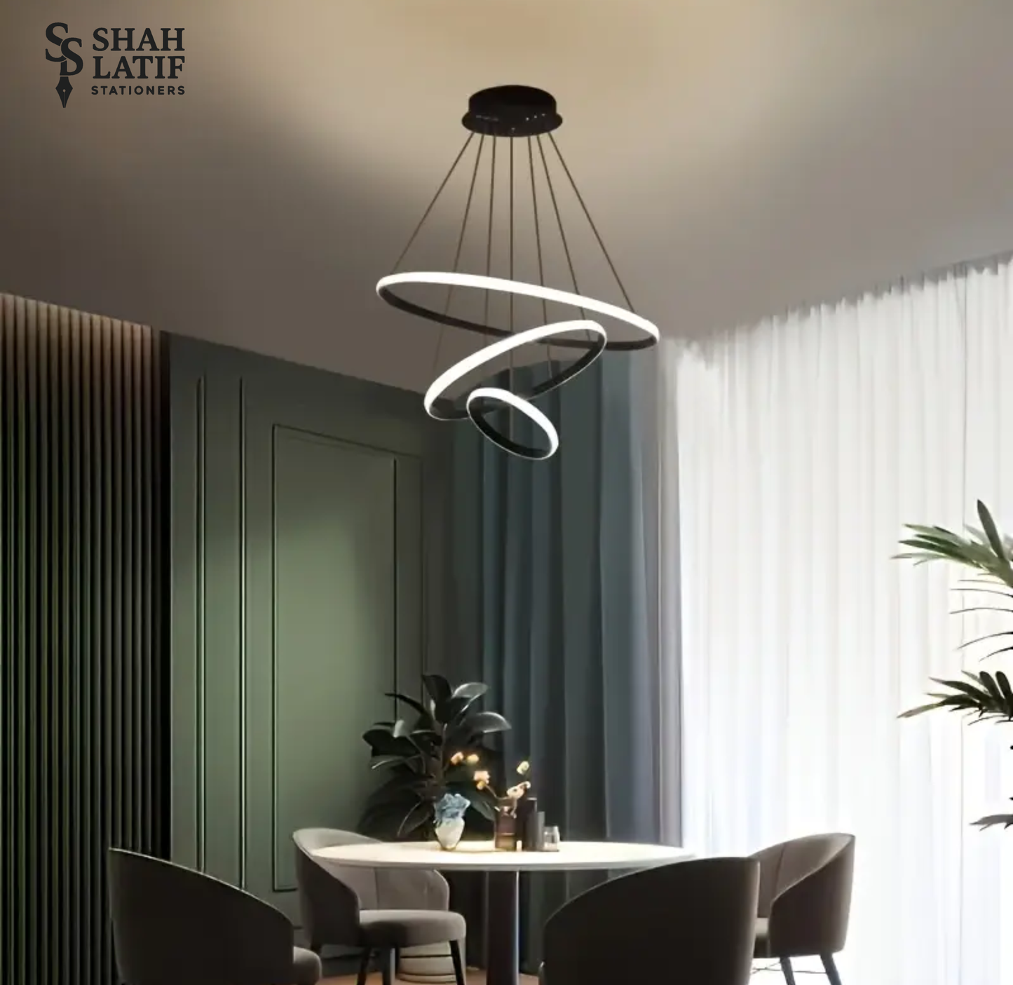 Modern Black Ring Celling Lamp LED Ring Chandelier Three Colors Modern Ring Chandelier